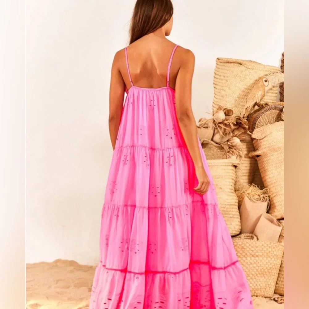 Farm Rio Neon Pink Maxi Dress, SMALL NWT - Picture 3 of 10